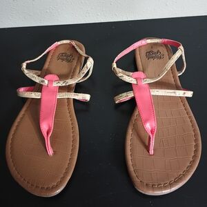 🌞 Faded Glory Pink and Tan Sandals Size 7